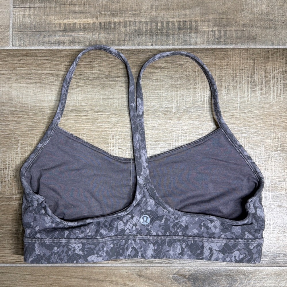 Lululemon Flow Y Bra Nulu Snakeskin Hideaway Camo Lunar Rock Women's Yoga Size 8 - Picture 5 of 11